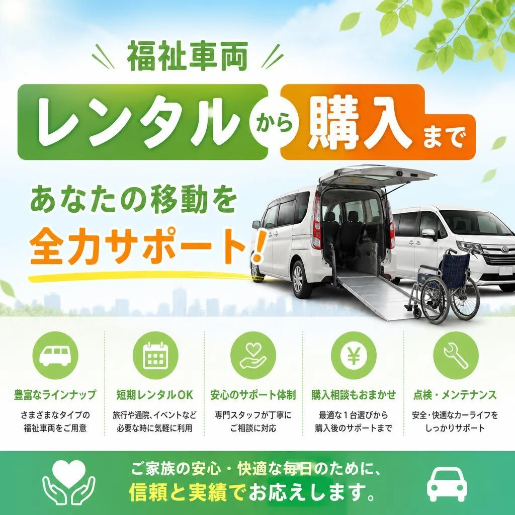 福祉車両レンタルから購入まで、あなたの移動を全力サポート！