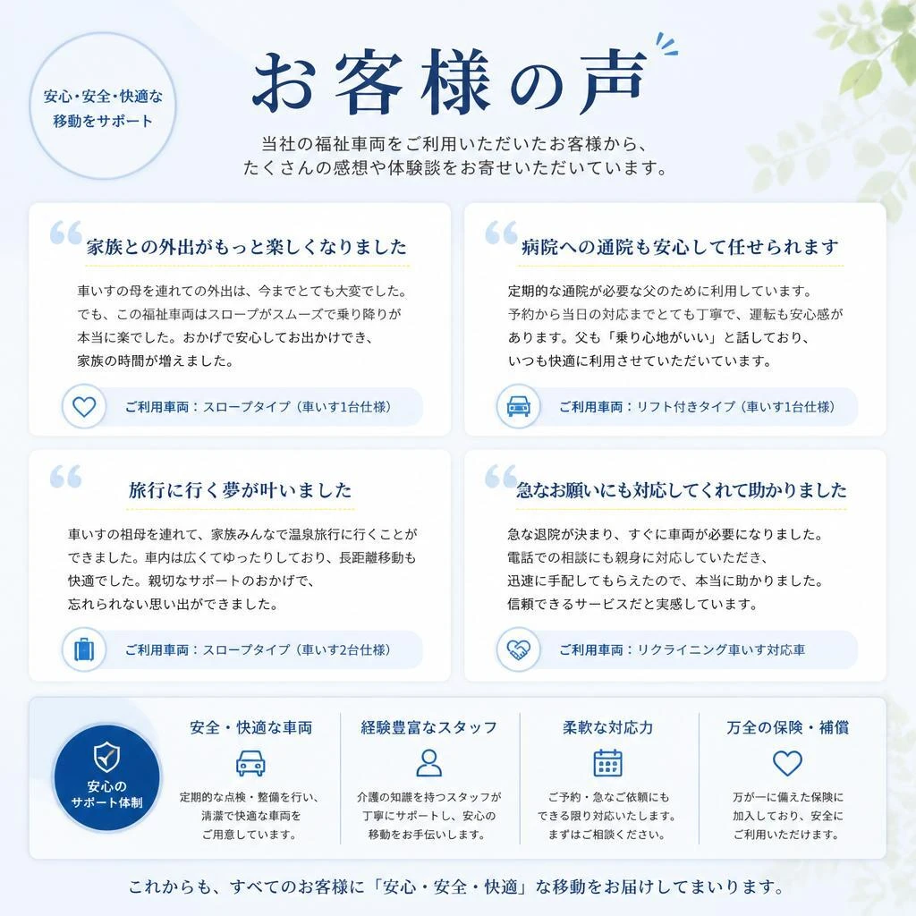 実際のご利用者様の声